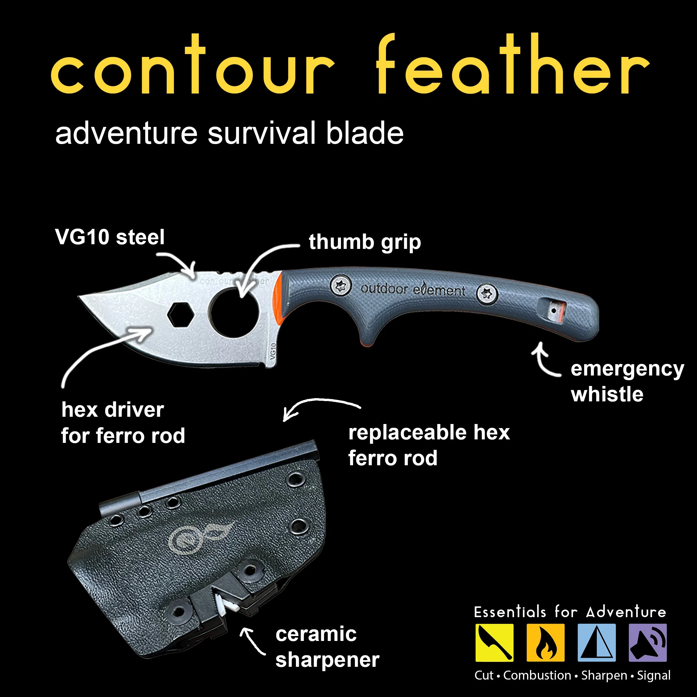 Contour Feather Adventure Survival Knife - Image 2