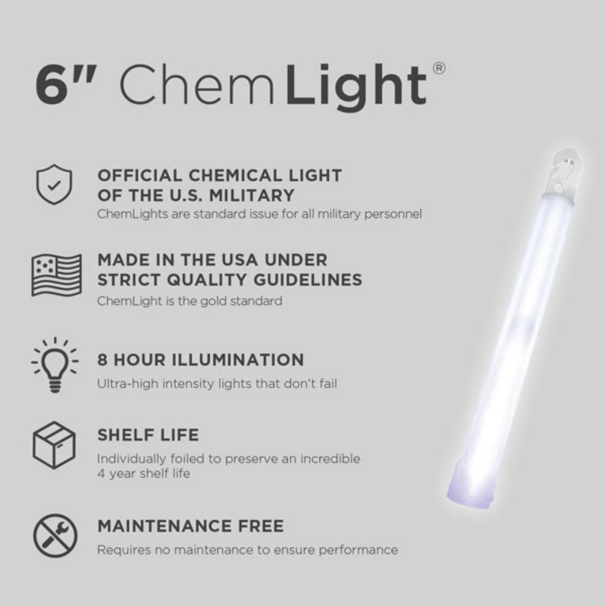 Cyalume 6" ChemLight - White 8 Hour - Image 4
