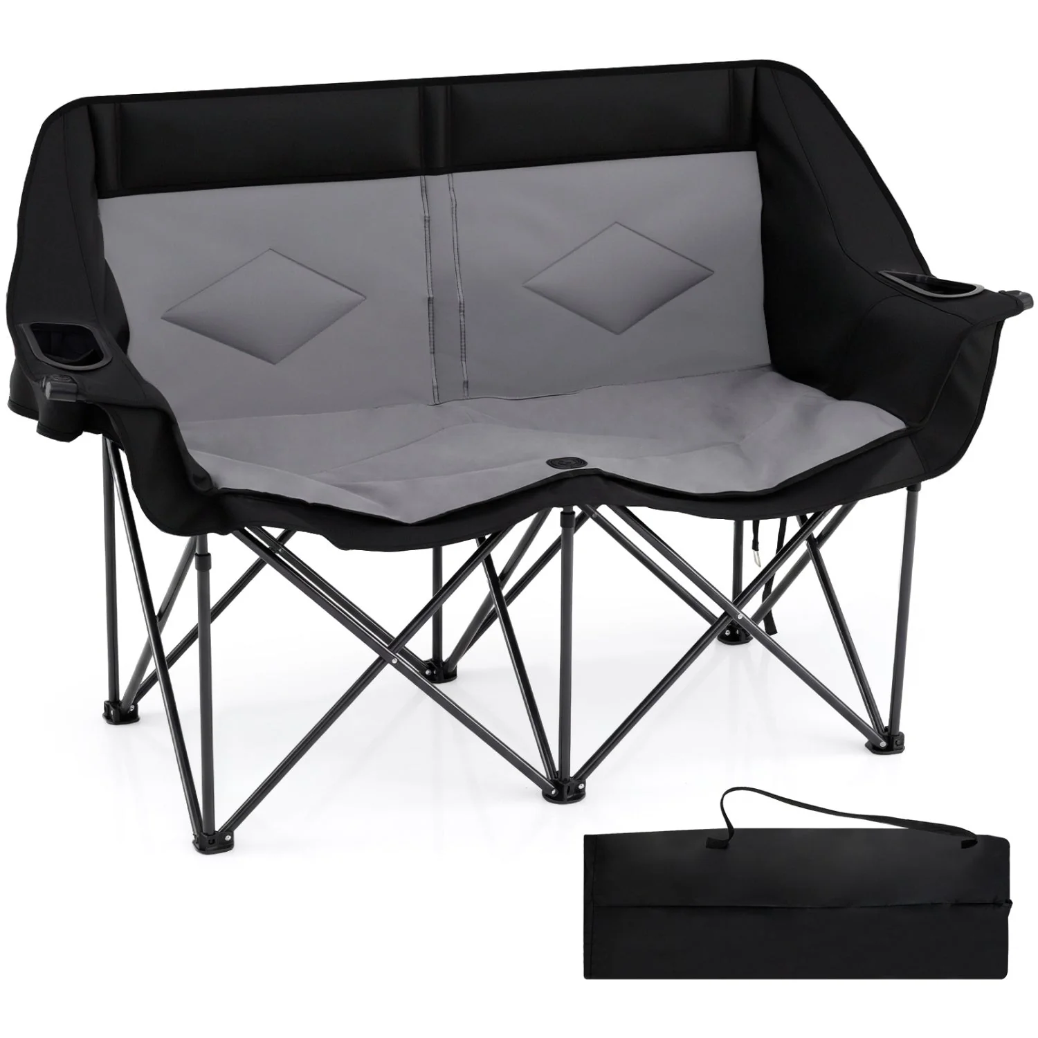 Double Camping Chair with Cup Holders Glass Racks and Mesh Pockets - Image 11