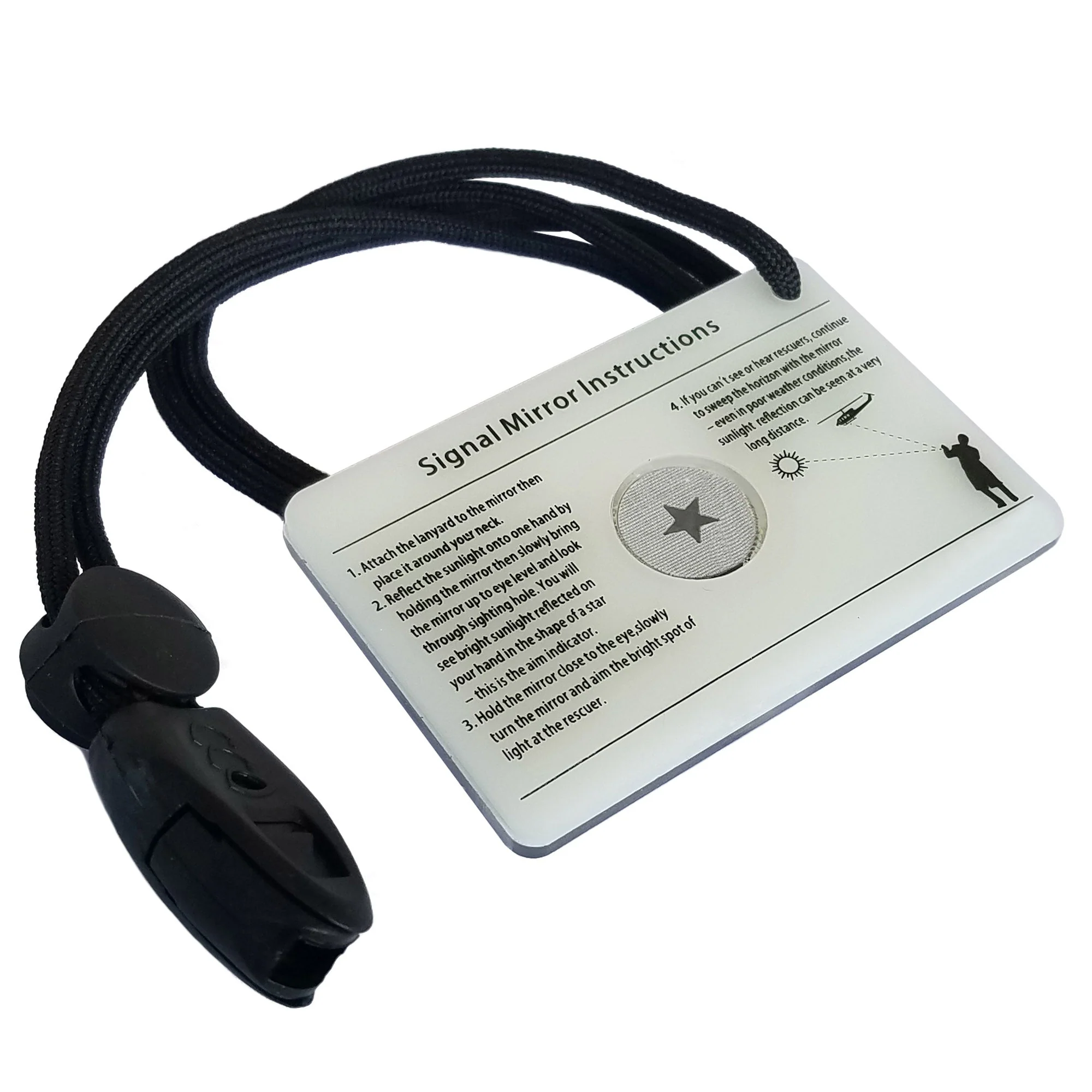 Emergency Signaling Mirror with Targeting Star for Hiking, Backpacking, Kayaking, Boating
