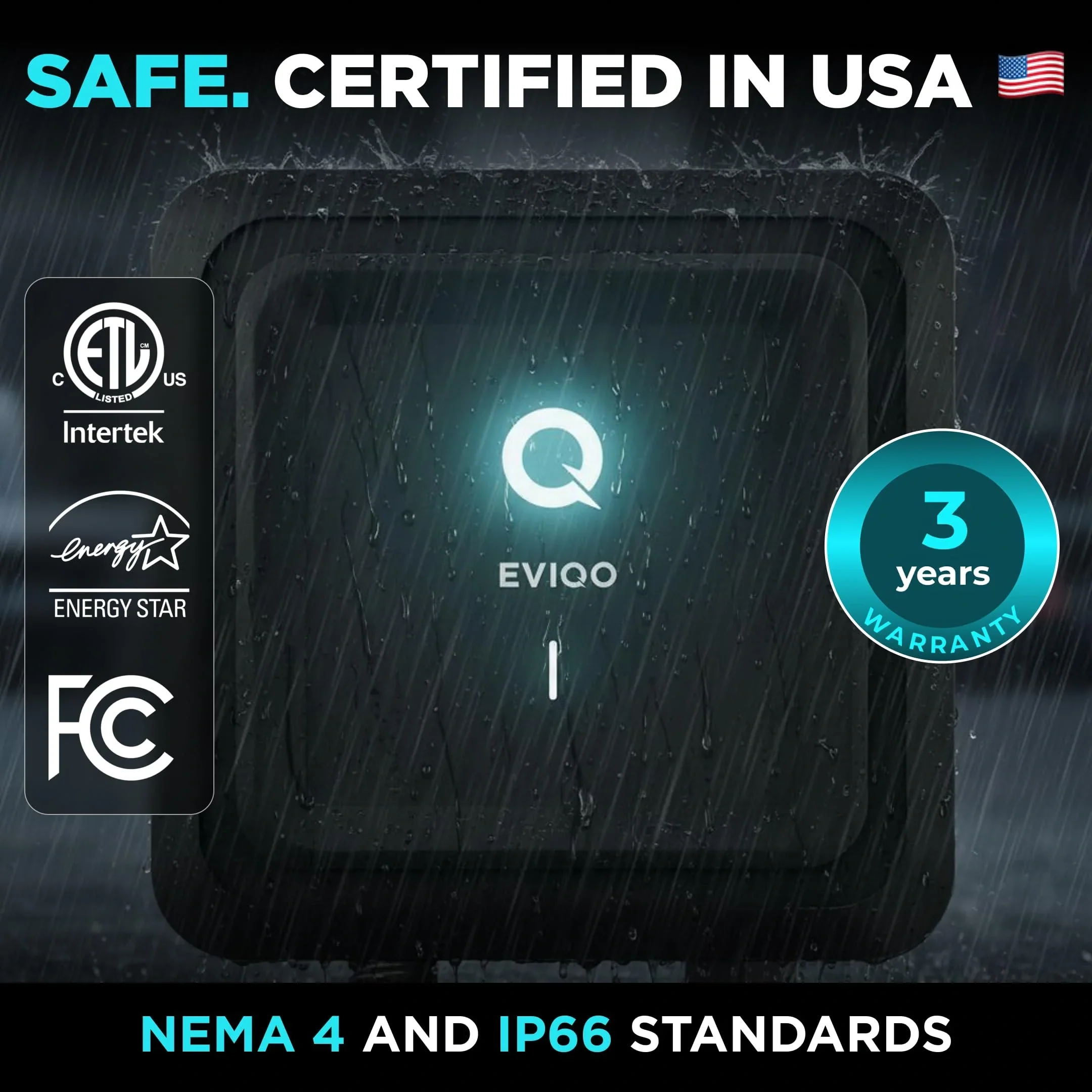 EVIQO NACS Level 2 EV Charger, 40A (9.6kW), 240V, NEMA 14-50 Plug In, for Tesla EVs - Image 8