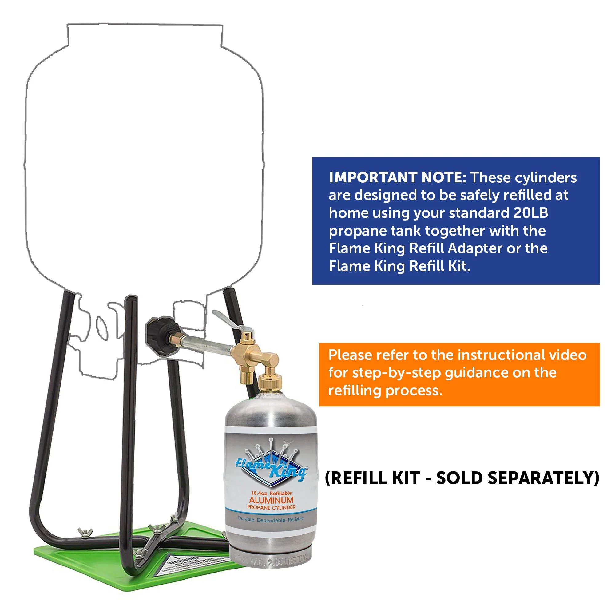 Flame King 2 pack Aluminum Eco Friendly Sustainable 1lb Empty Refillable Propane Tank LP Cylinder - Image 4