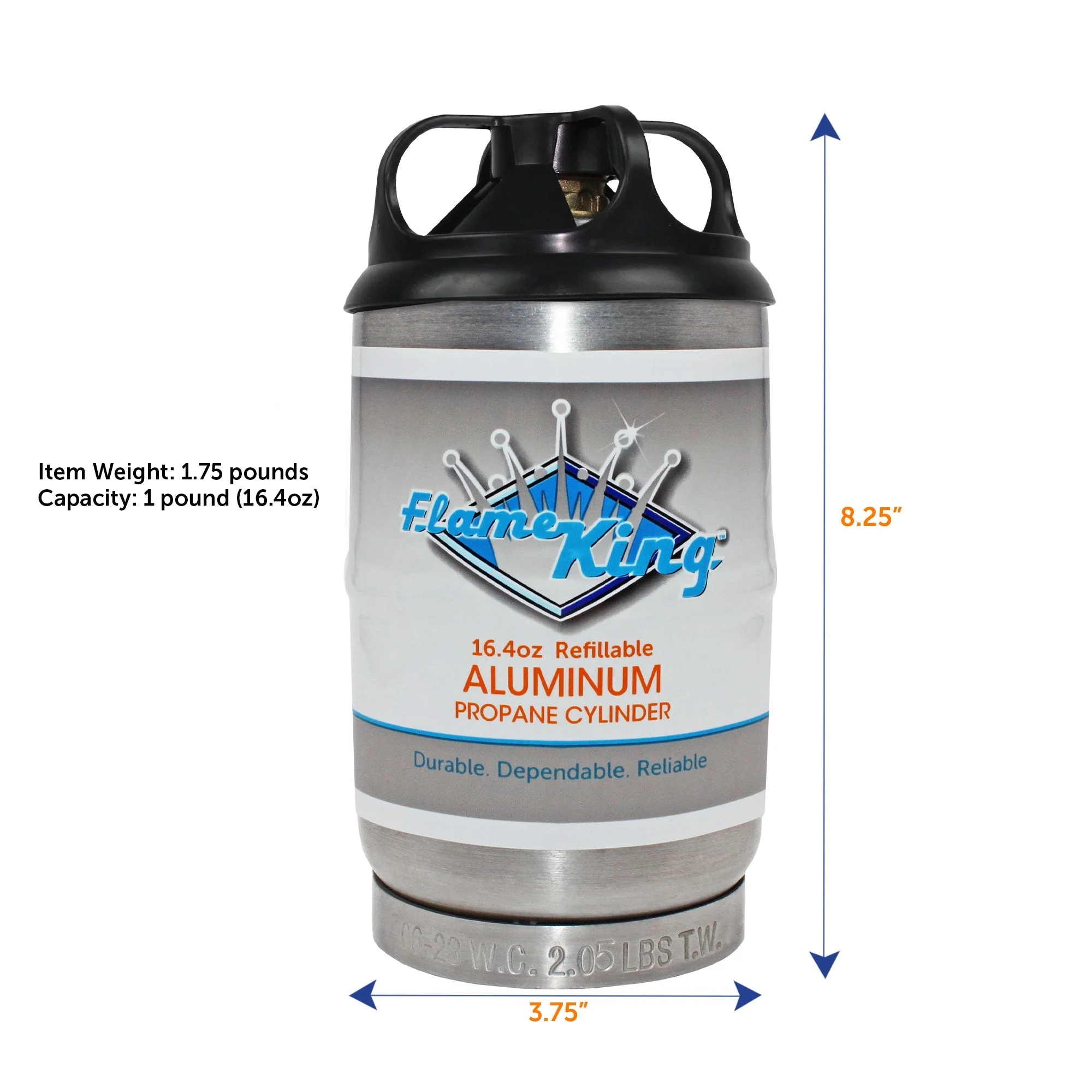 Flame King 2 pack Aluminum Eco Friendly Sustainable 1lb Empty Refillable Propane Tank LP Cylinder - Image 5