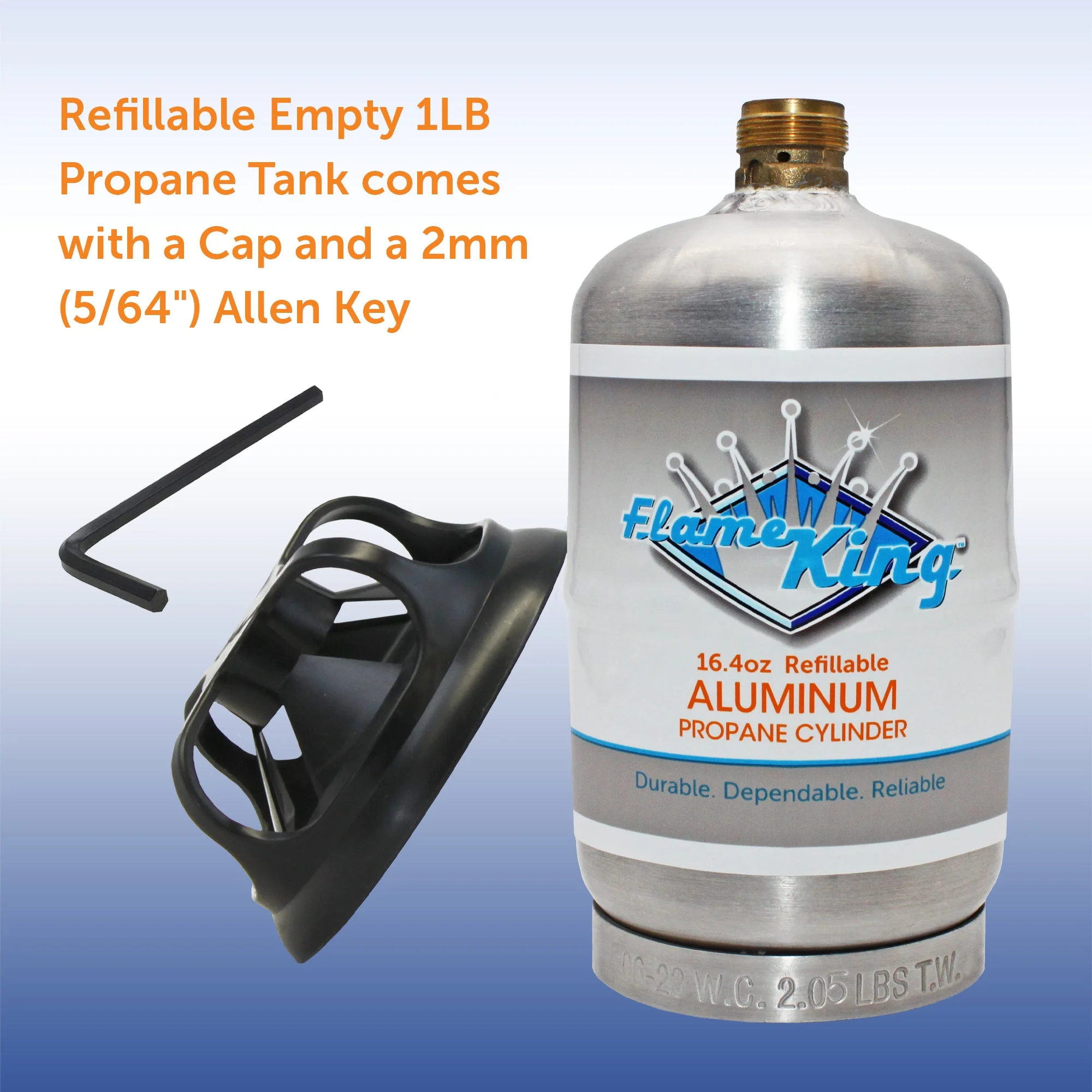 Flame King 2 pack Aluminum Eco Friendly Sustainable 1lb Empty Refillable Propane Tank LP Cylinder - Image 6