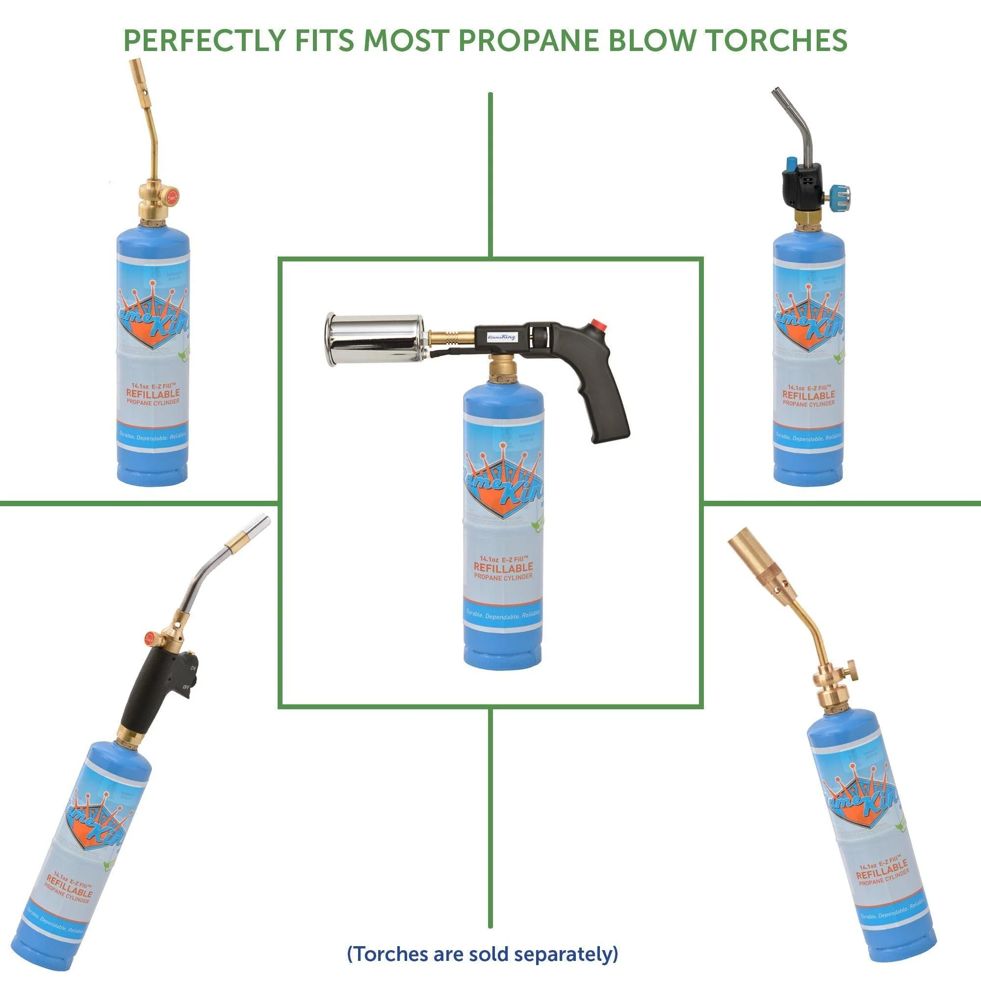 Flame King 2 Pack Eco Friendly Sustainable 1lb Refillable Propane Tank Welding LP Cylinder 14.1 - Image 2