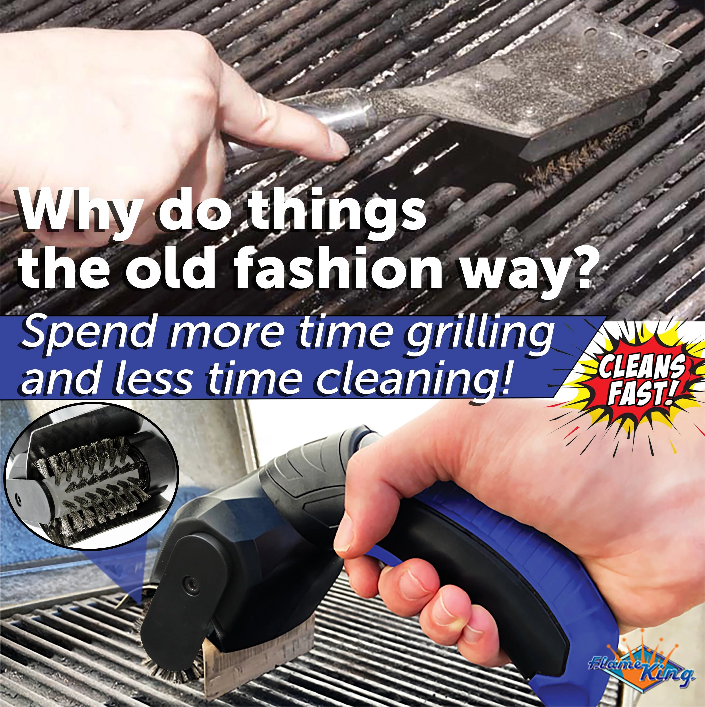 Flame King Electric BBQ Grill Cleaning Brush - Image 2