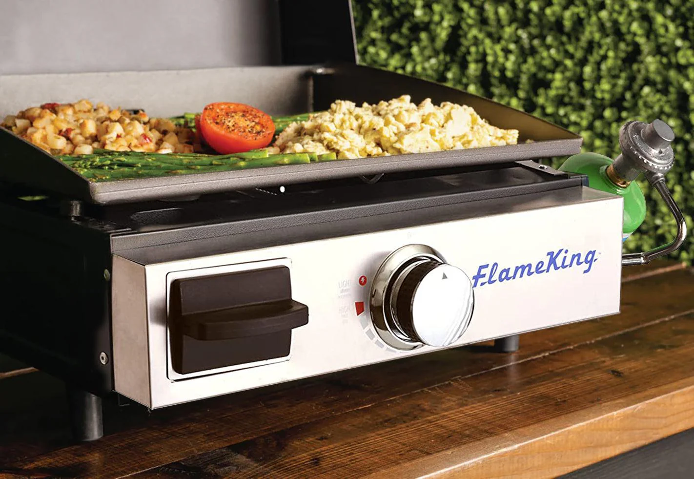Flame King Flat Top Portable Propane Cast Iron Grill Griddle - Image 2