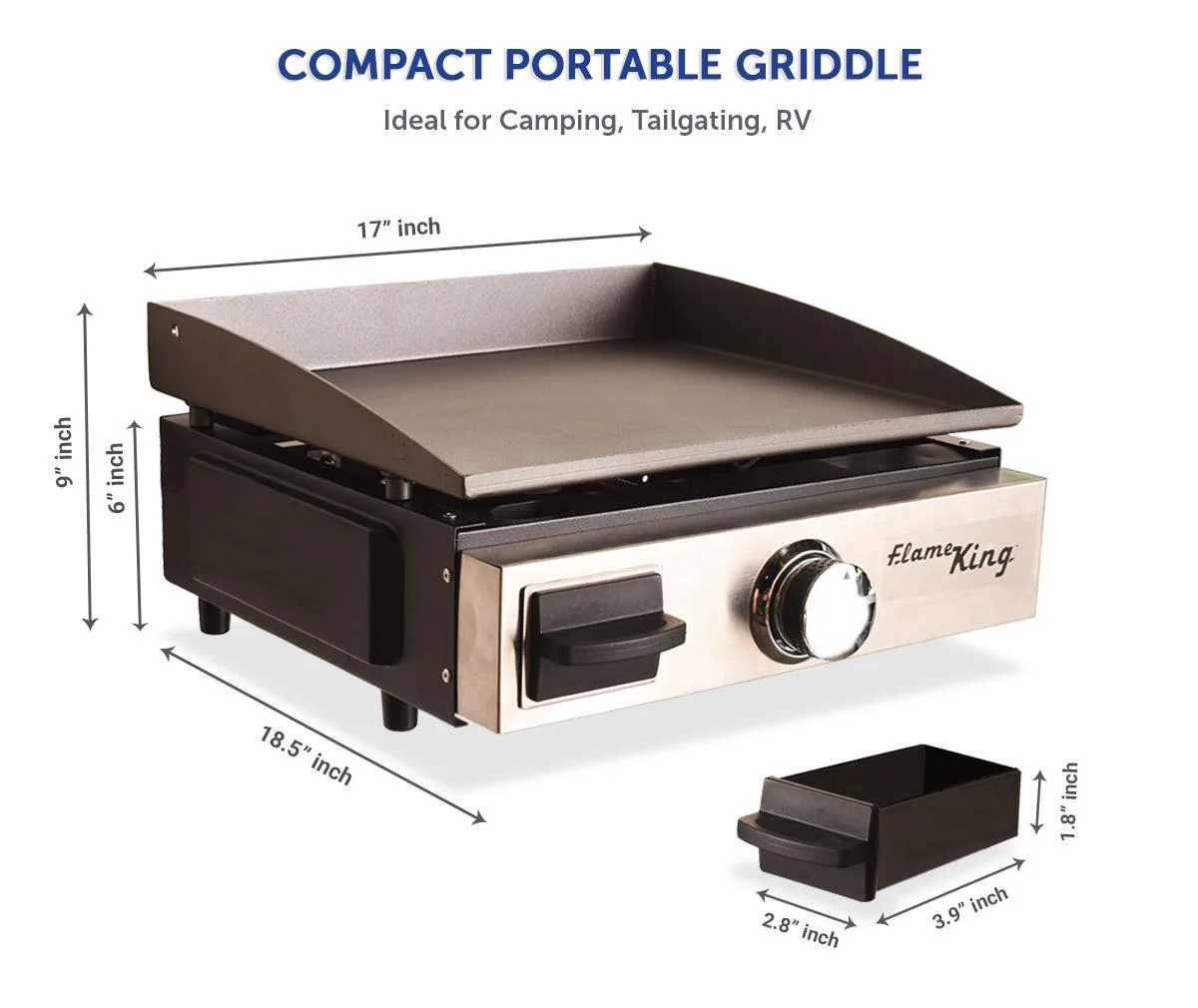 Flame King Flat Top Portable Propane Cast Iron Grill Griddle - Image 6