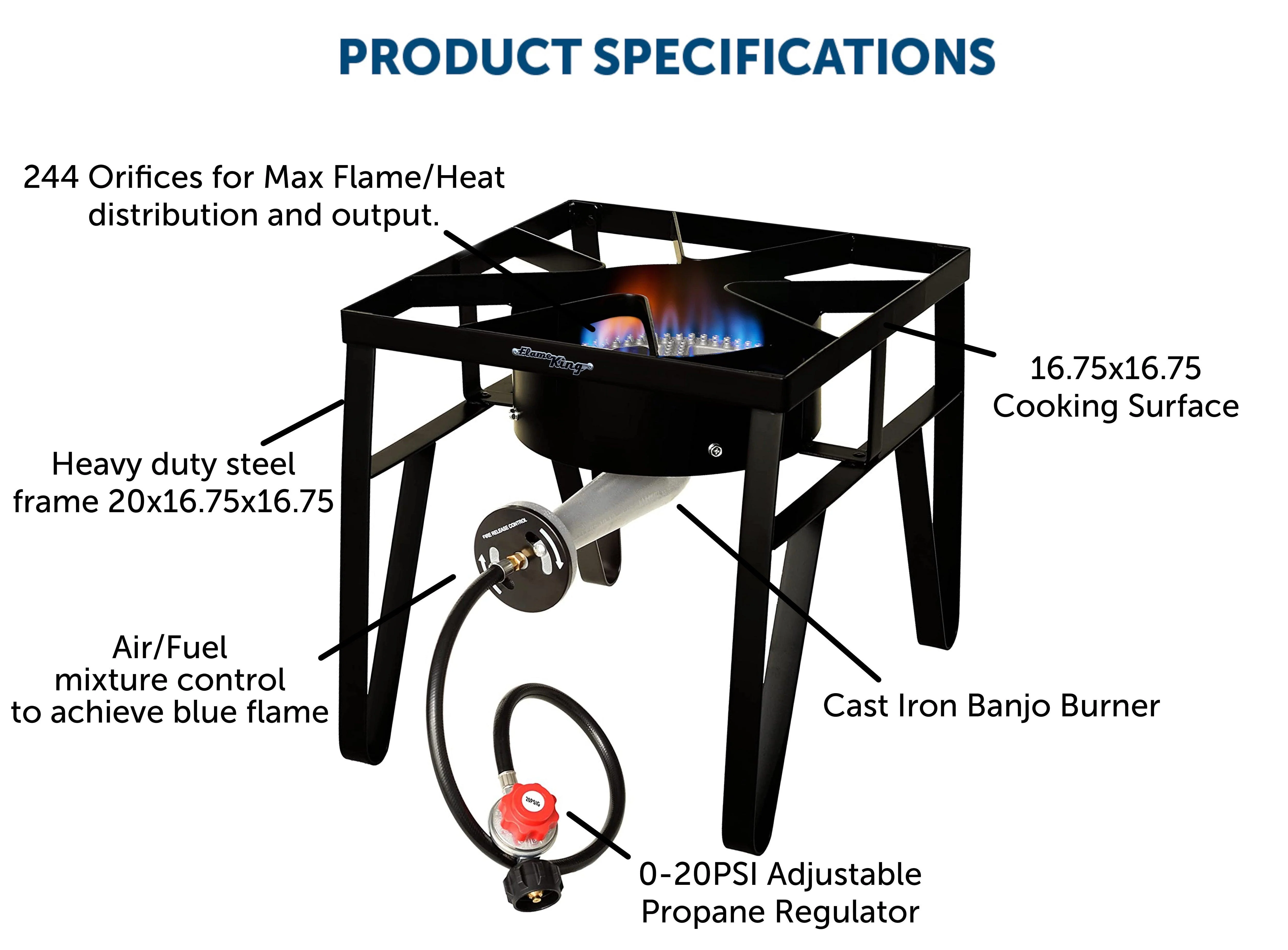 Flame King Heavy Duty 200,000 BTU Propane Gas Single Burner Cooker - Image 3