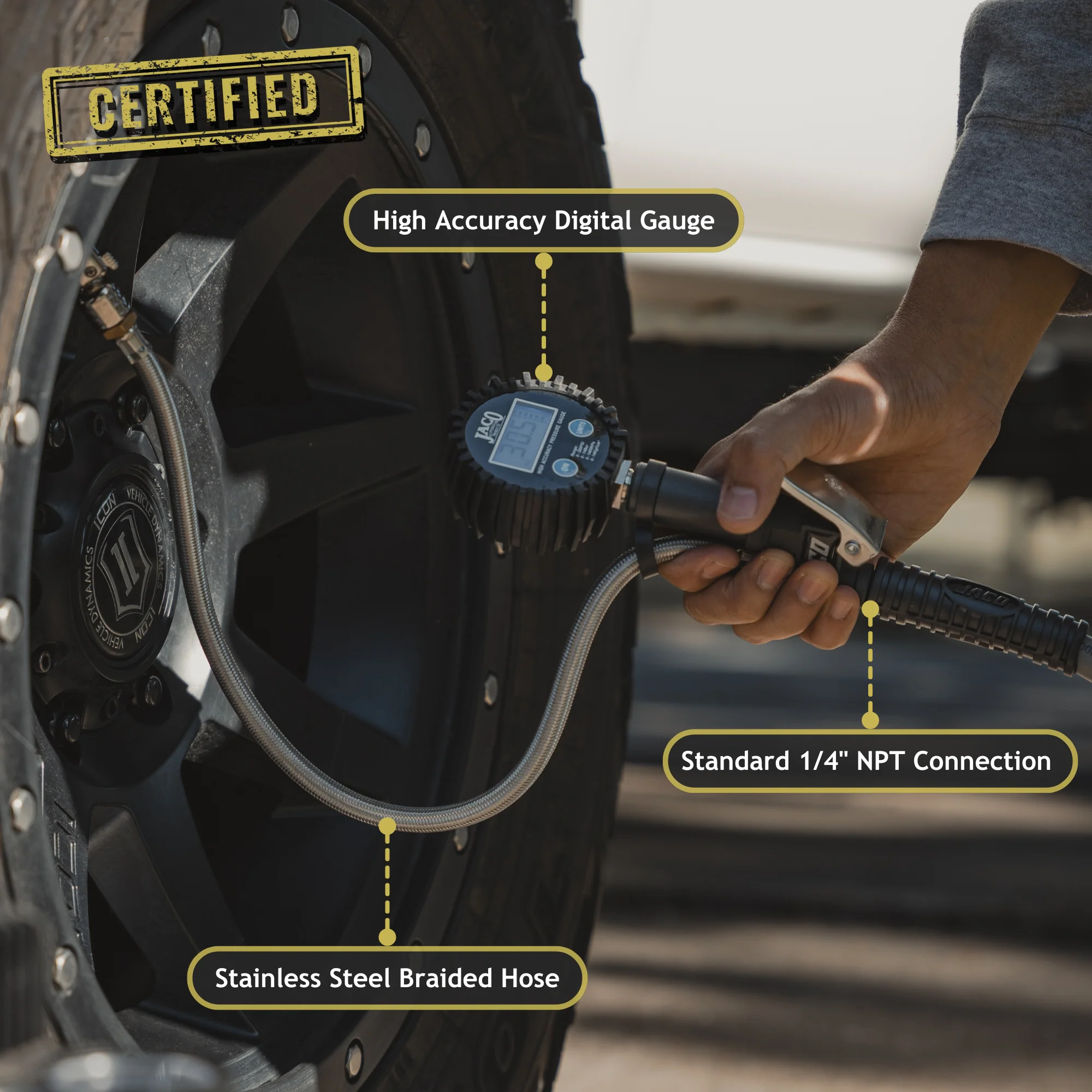 FlowPro® Digital Tire Inflator with Pressure Gauge - 200 PSI - Image 2
