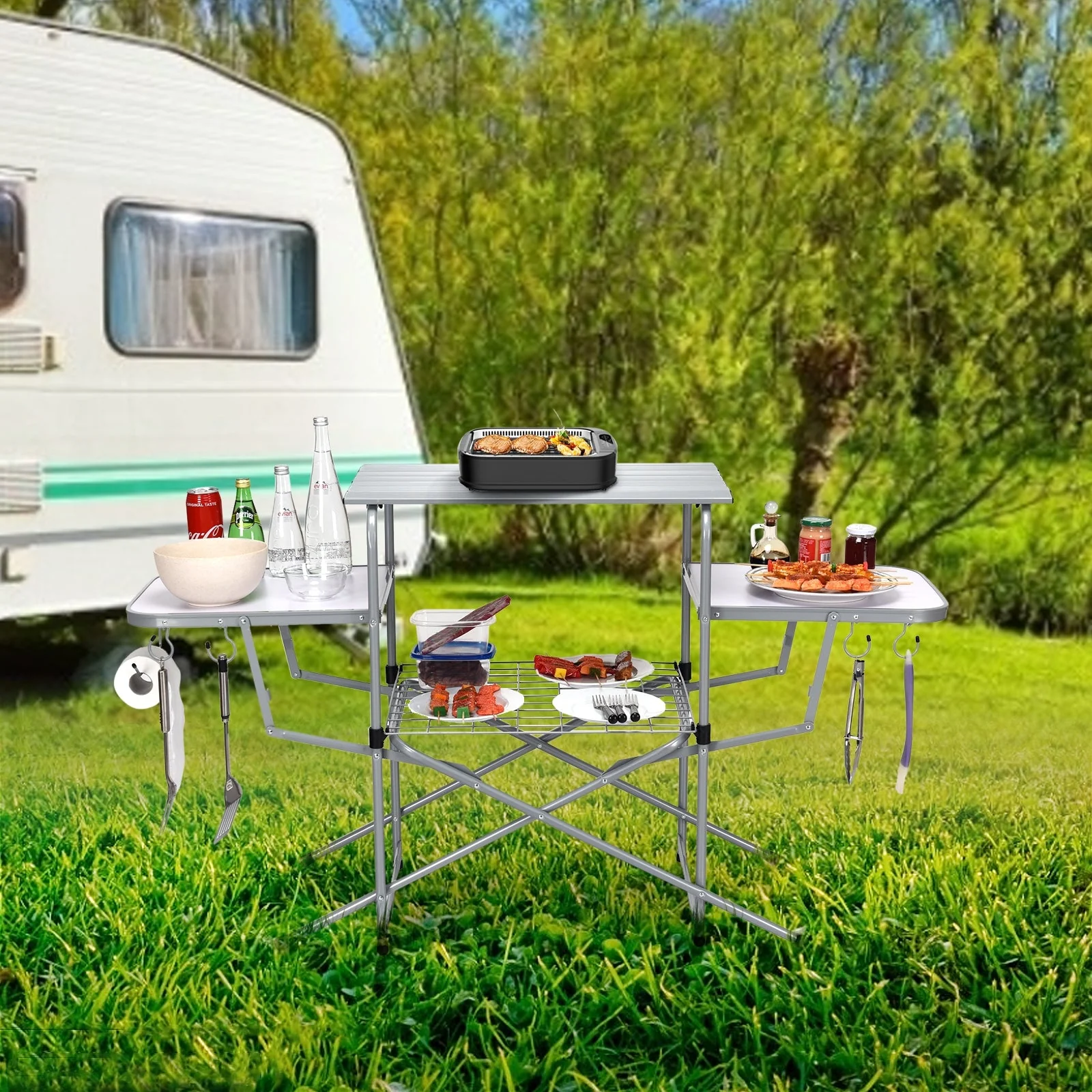 Foldable Outdoor BBQ Table Grilling Stand - Image 6