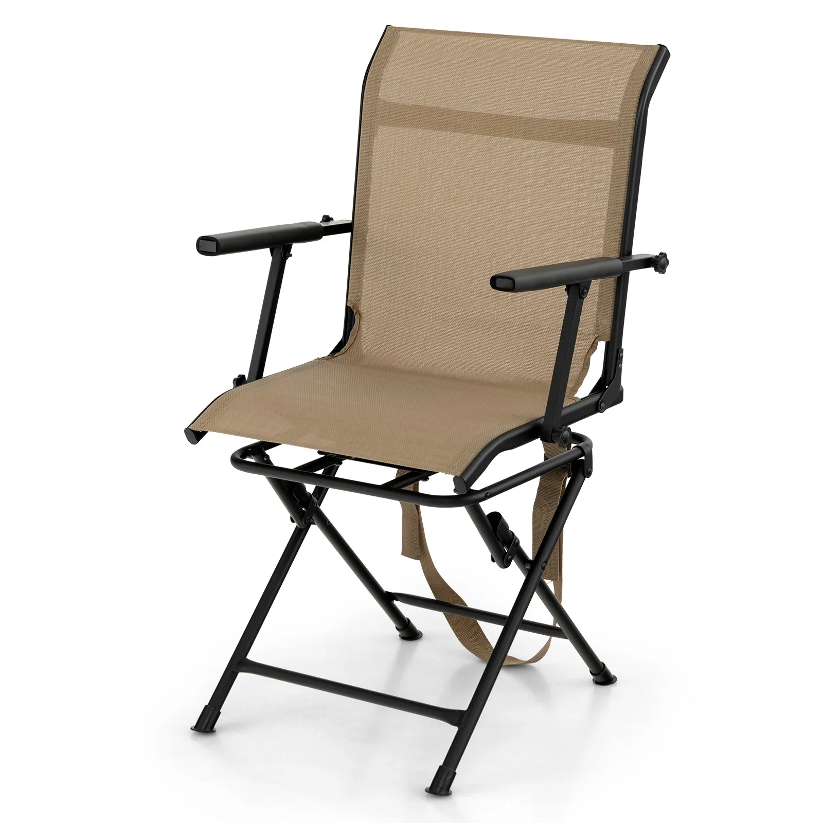 Foldable Swivel Patio Chair with Armrest and Mesh Back - Image 11