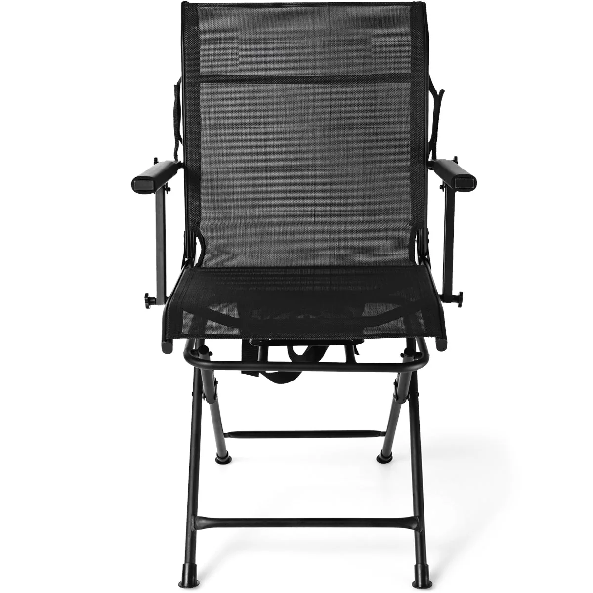 Foldable Swivel Patio Chair with Armrest and Mesh Back - Image 4