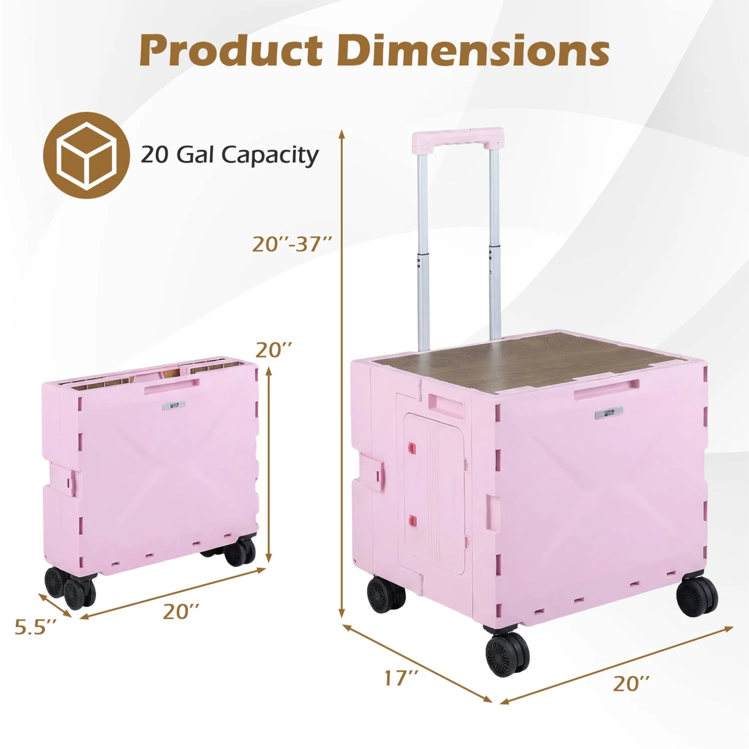 Foldable Utility Cart on 4 Rotate Wheels with Cup Holder - Image 12