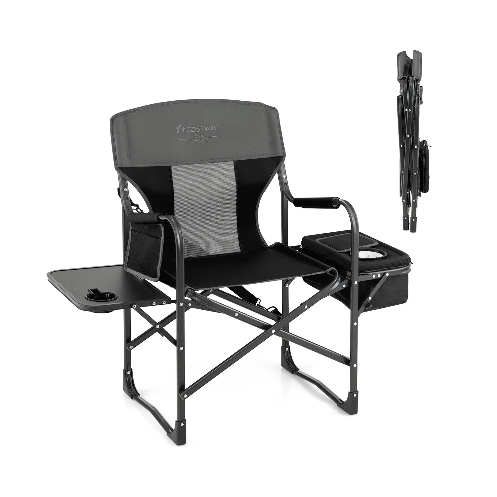 Folding Camping Directors Chair with Cooler Bag and Side Table - Image 11