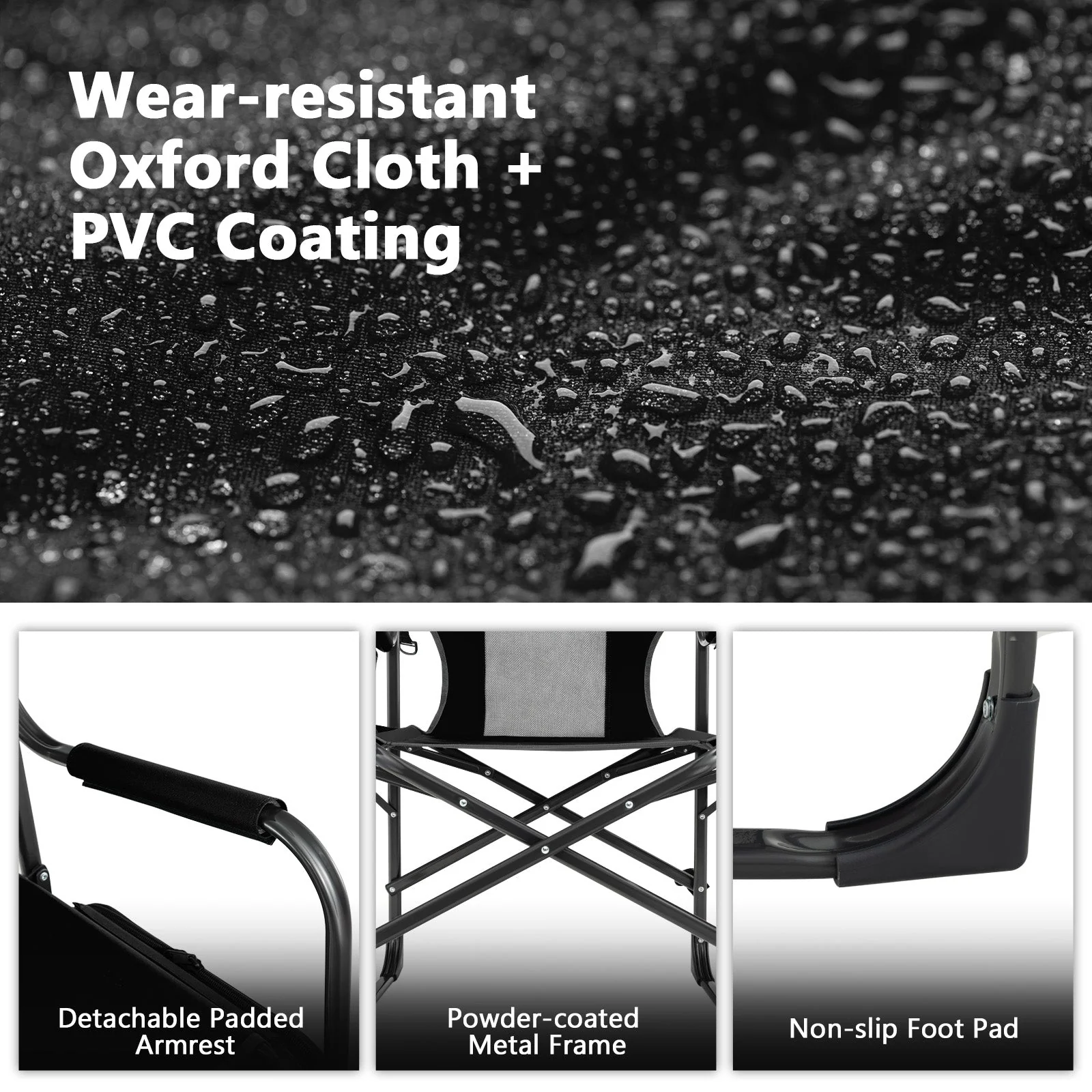 Folding Camping Directors Chair with Cooler Bag and Side Table - Image 14