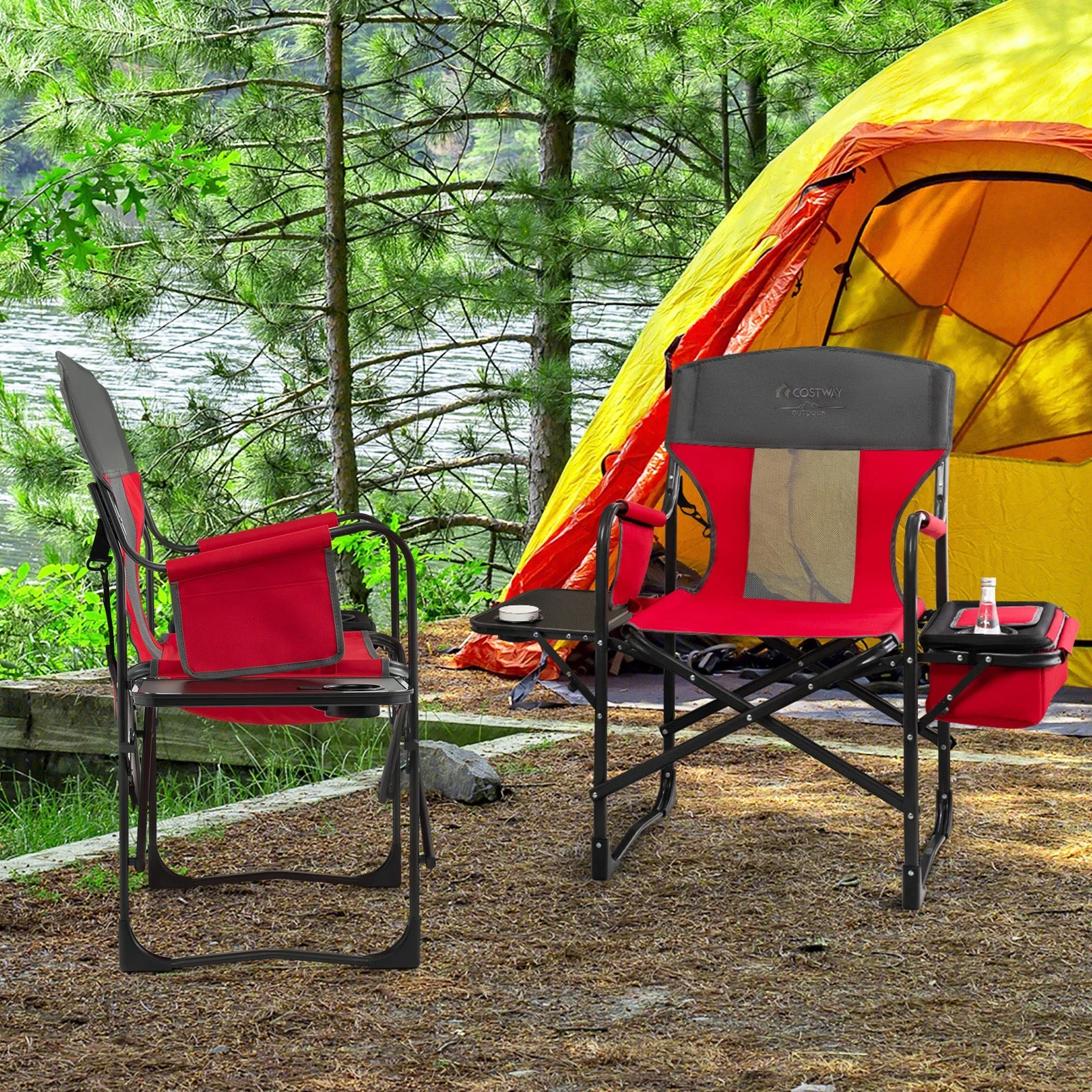 Folding Camping Directors Chair with Cooler Bag and Side Table - Image 17