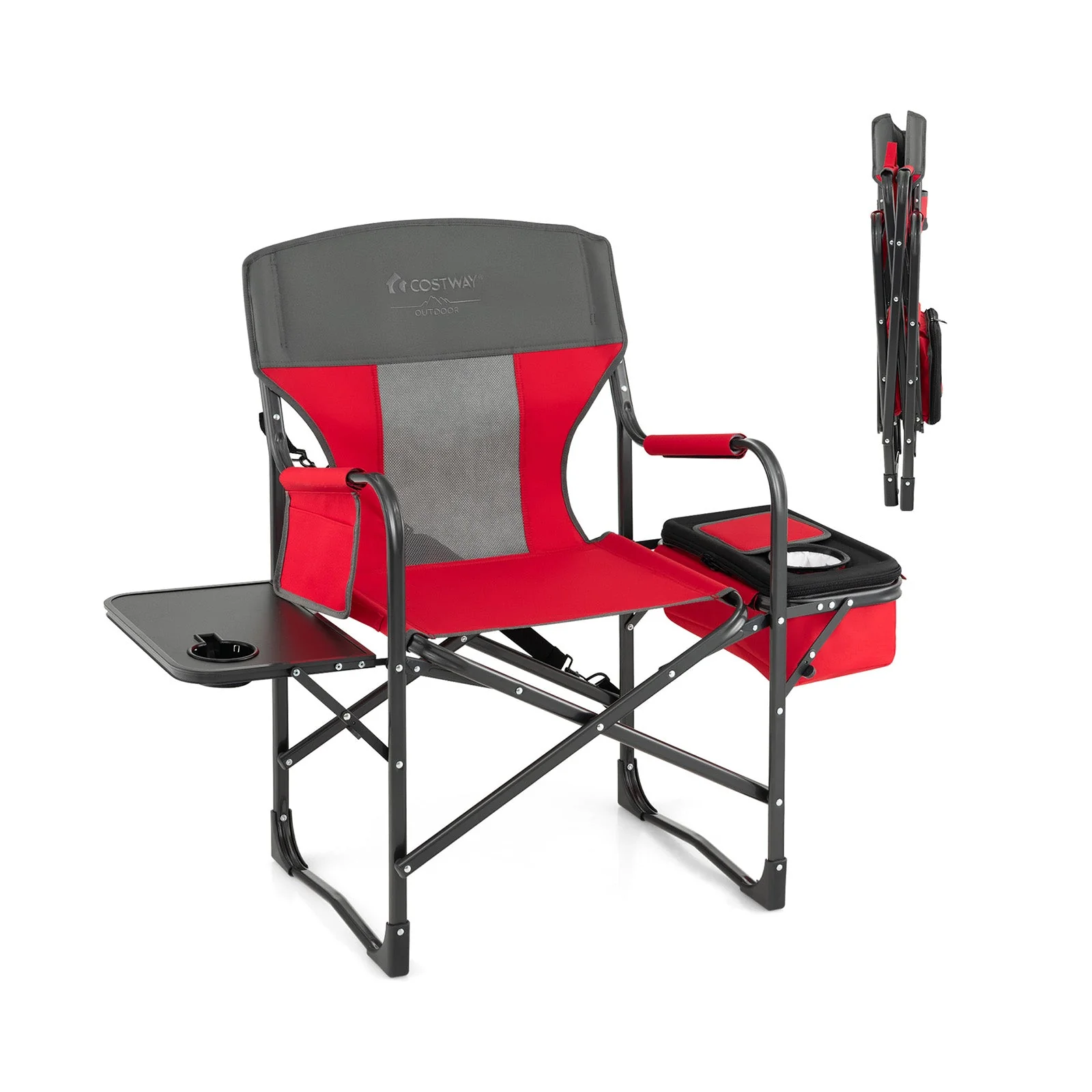 Folding Camping Directors Chair with Cooler Bag and Side Table - Image 19