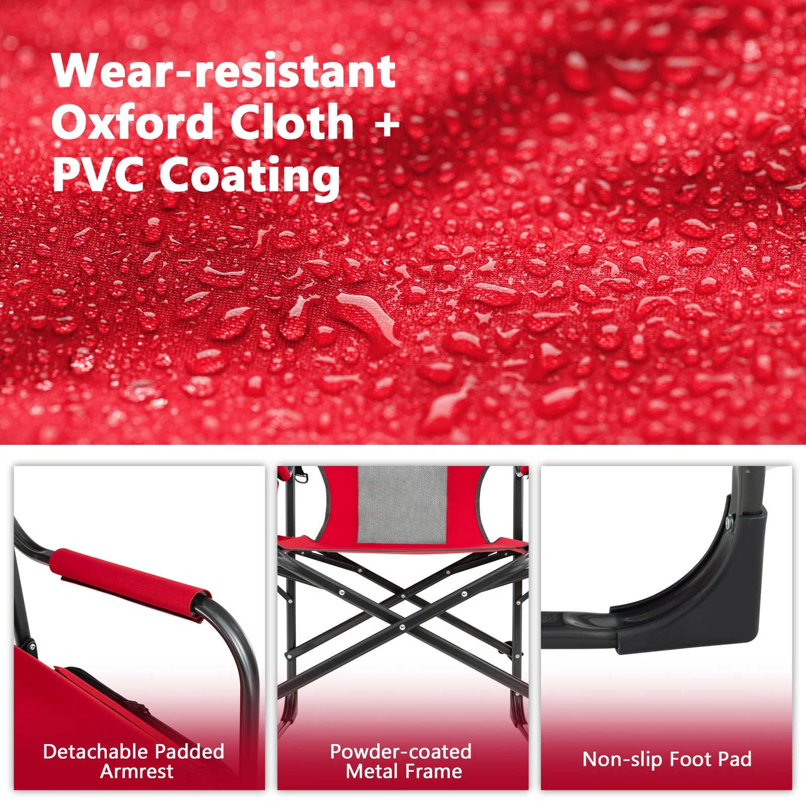 Folding Camping Directors Chair with Cooler Bag and Side Table - Image 22