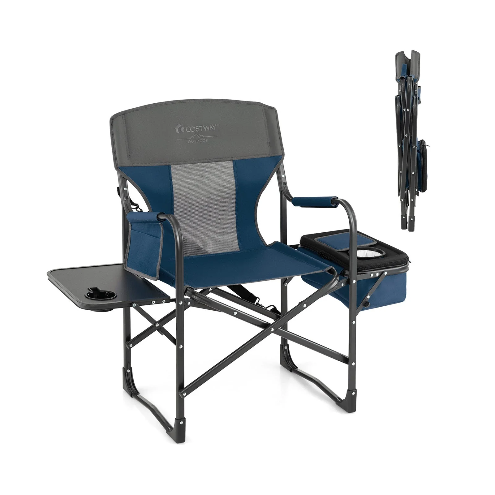 Folding Camping Directors Chair with Cooler Bag and Side Table - Image 3