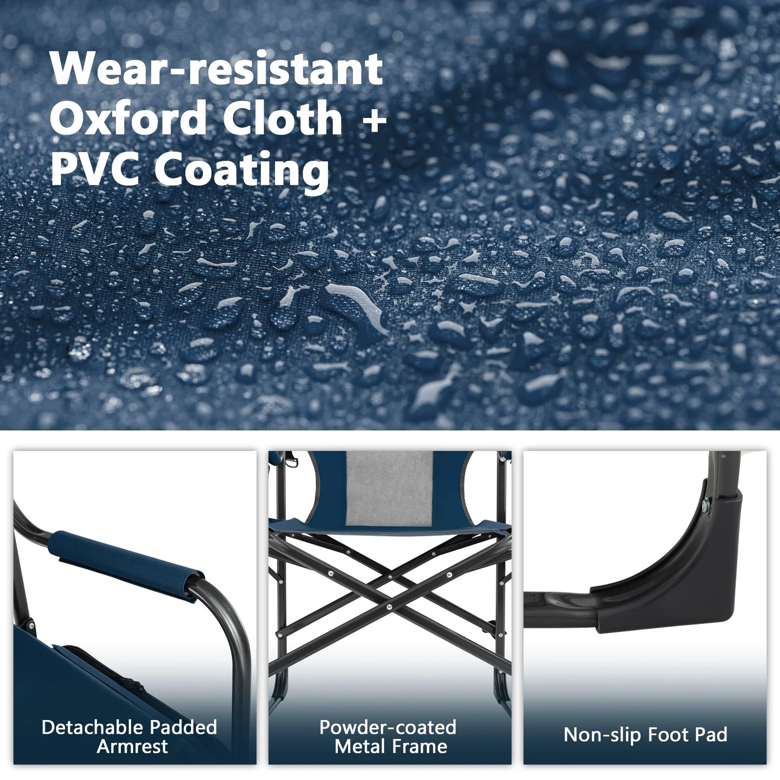 Folding Camping Directors Chair with Cooler Bag and Side Table - Image 6