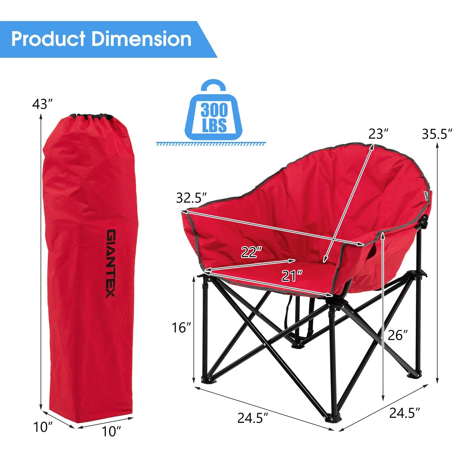Folding Camping Moon Padded Chair with Carrying Bag - Image 15