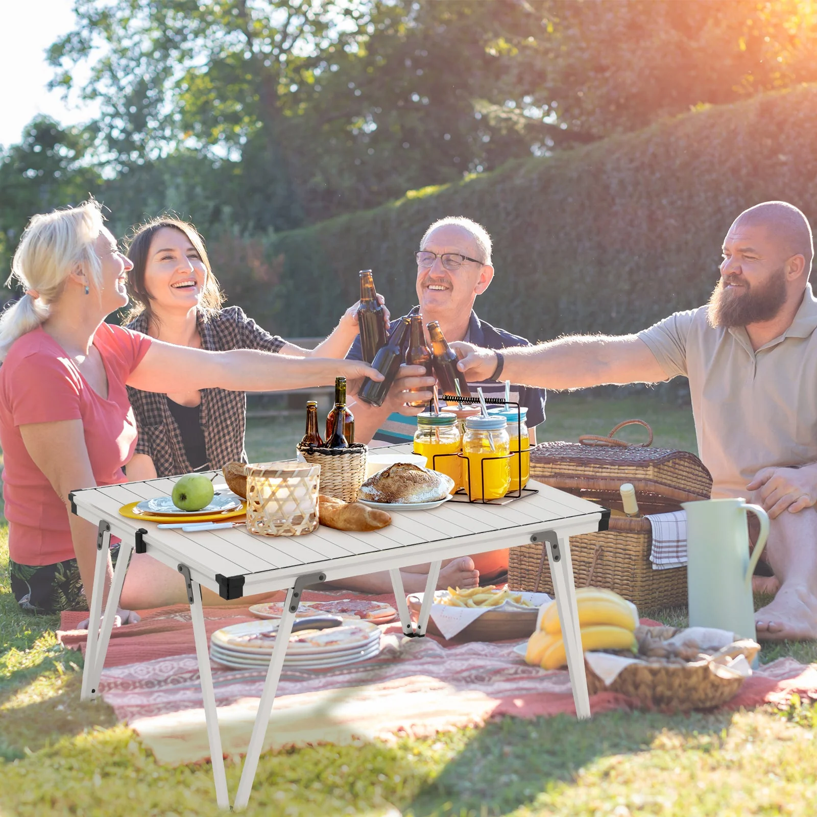 Folding Camping Table Picnic Table with Storage Bag and Waterproof Desktop - Image 10