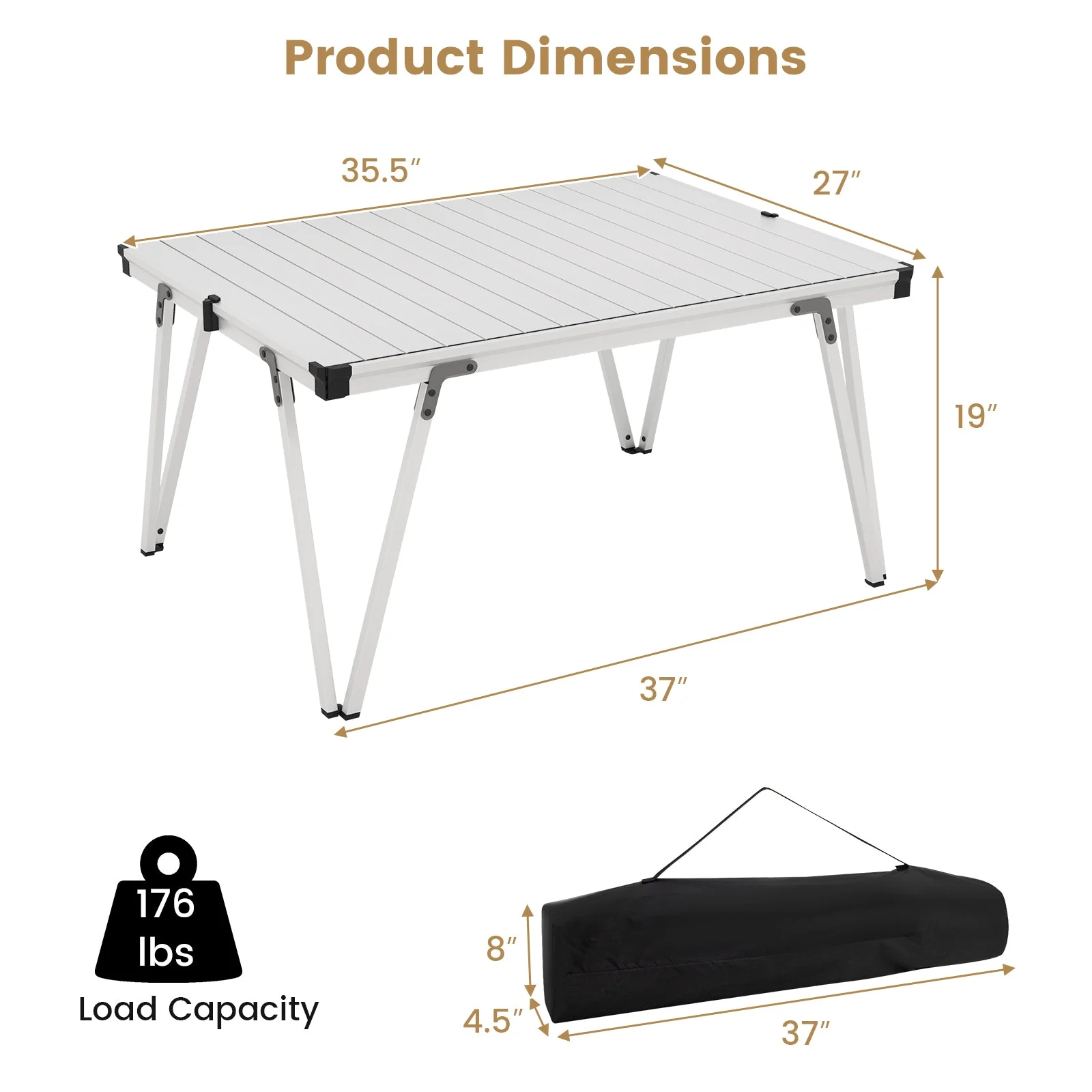 Folding Camping Table Picnic Table with Storage Bag and Waterproof Desktop - Image 13