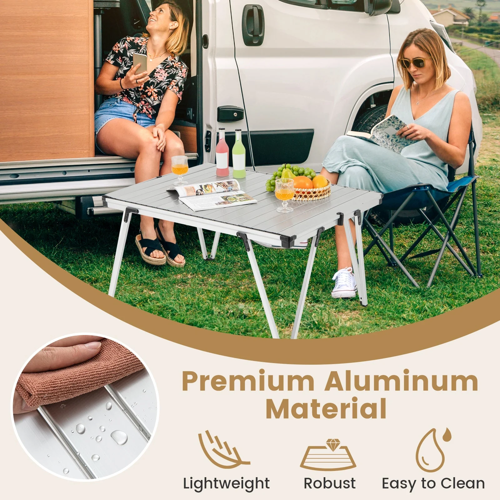 Folding Camping Table Picnic Table with Storage Bag and Waterproof Desktop - Image 15