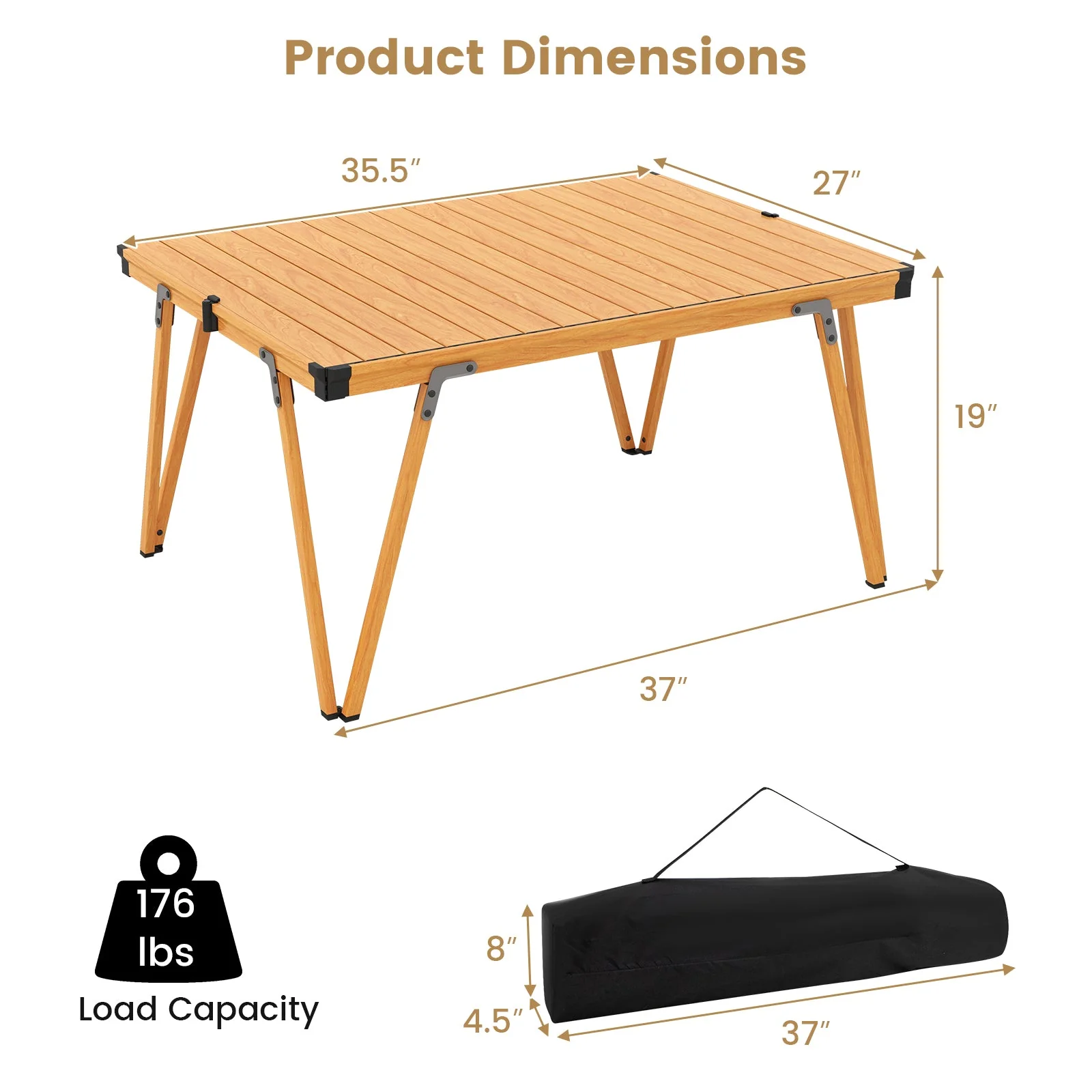 Folding Camping Table Picnic Table with Storage Bag and Waterproof Desktop - Image 5