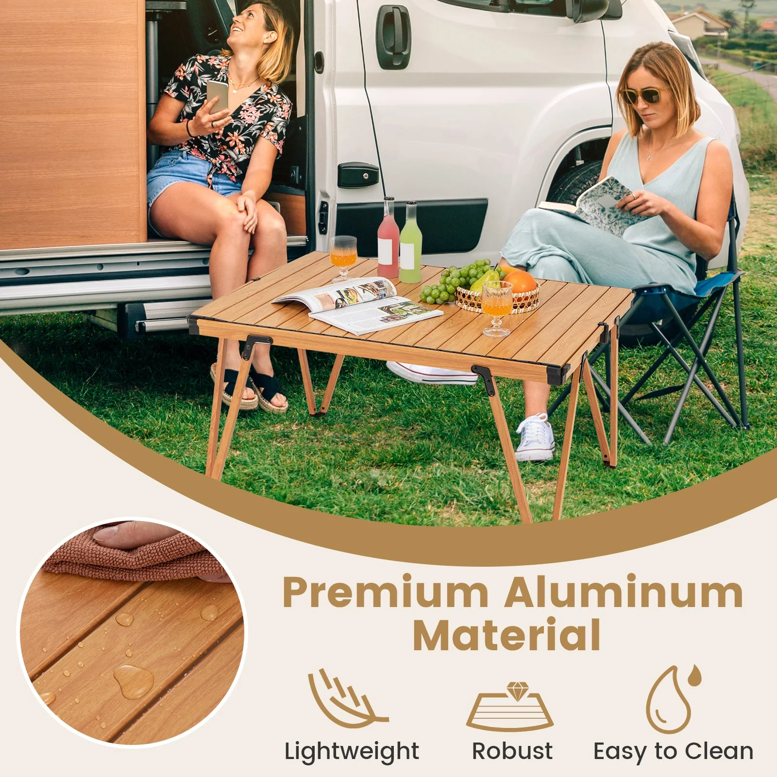 Folding Camping Table Picnic Table with Storage Bag and Waterproof Desktop - Image 7