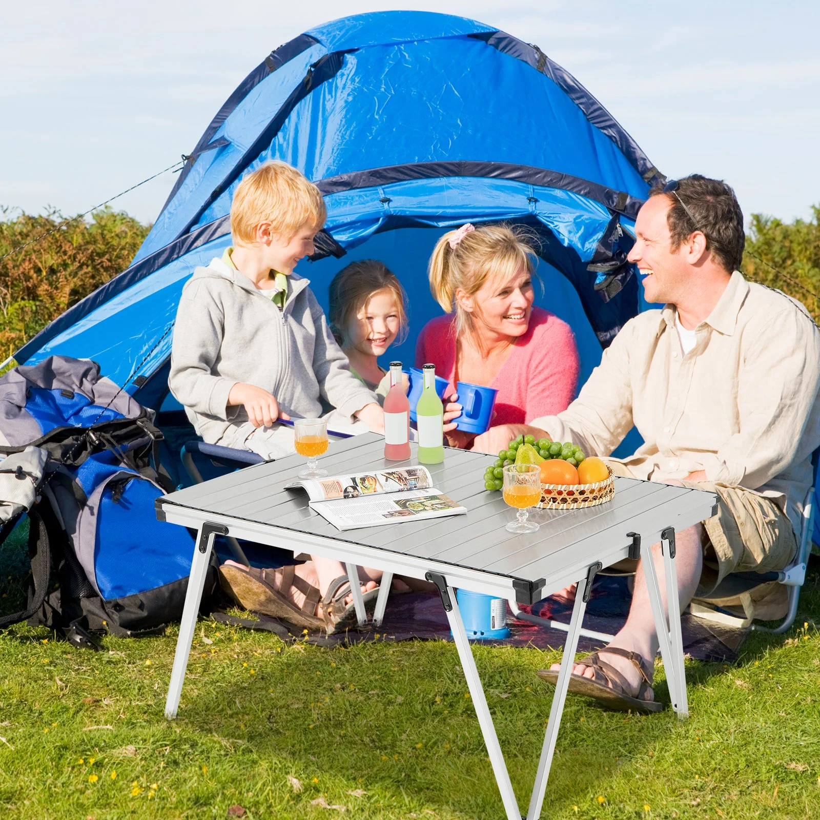 Folding Camping Table Picnic Table with Storage Bag and Waterproof Desktop - Image 9