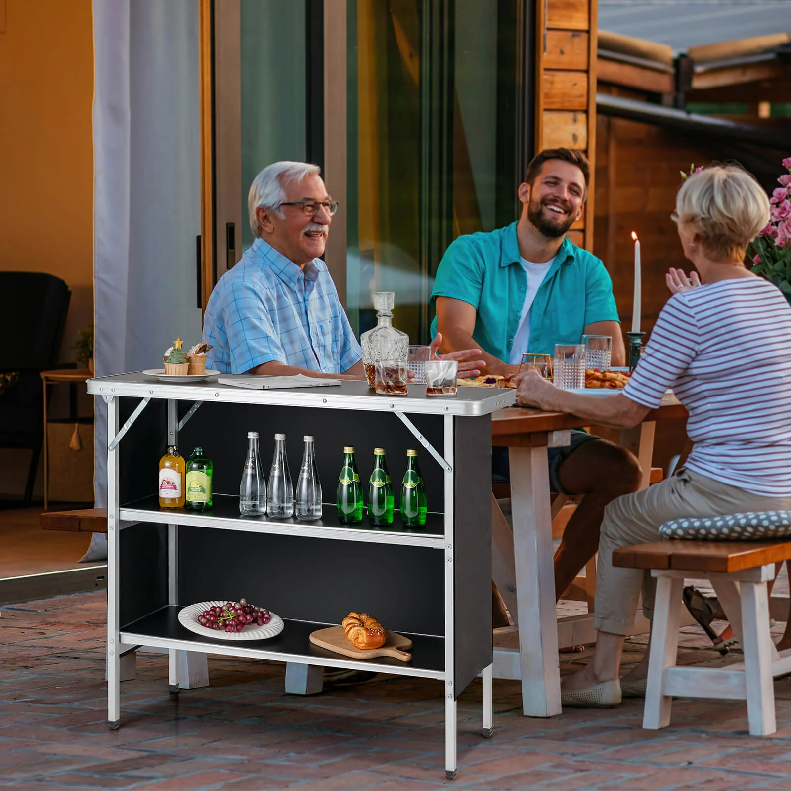 Folding Camping Table with 2-Tier Open Shelves for Outdoor BBQ - Image 10