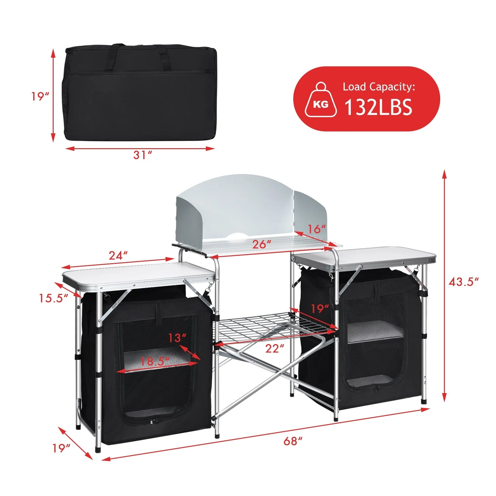 Folding Camping Table with Storage Organizer - Image 4