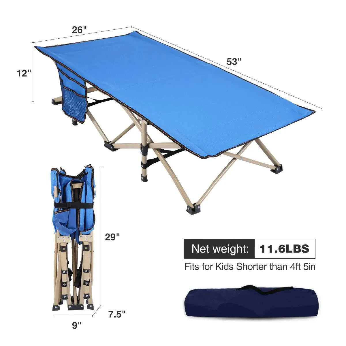 Folding Kids Cot for Sleeping,Blue Pink Navy - Image 6