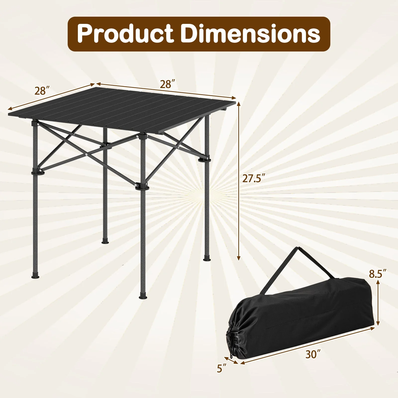 Folding Roll-up Camping Table with Metal Legs - Image 5