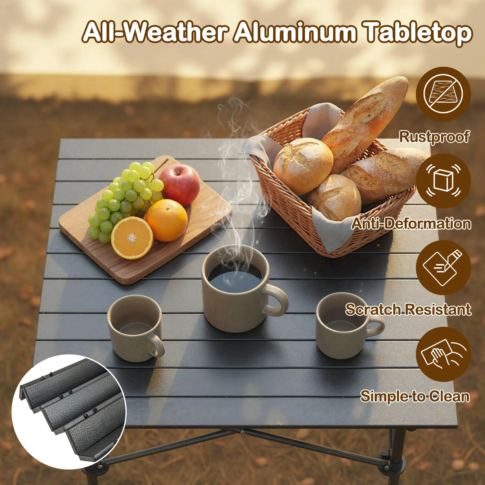 Folding Roll-up Camping Table with Metal Legs - Image 7