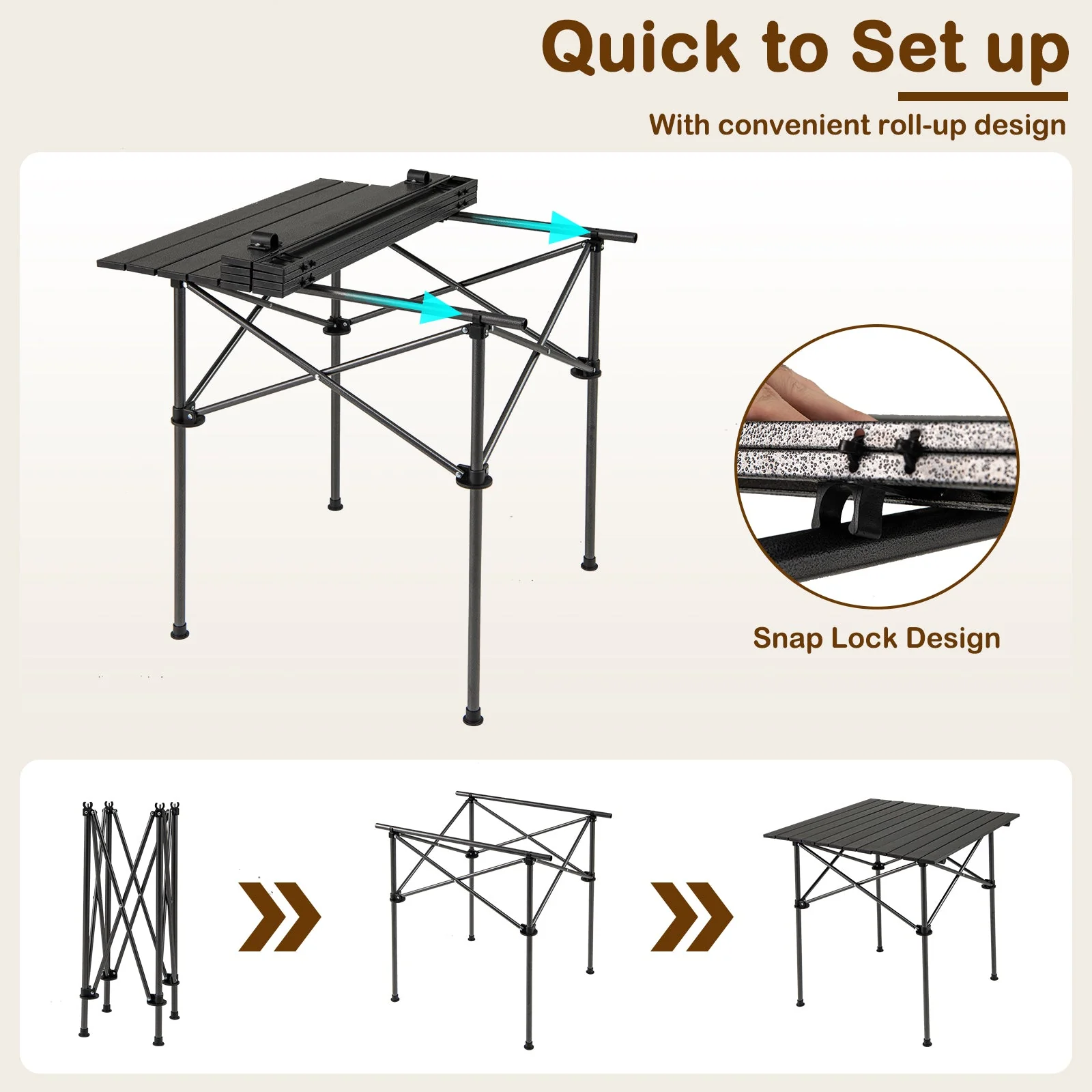Folding Roll-up Camping Table with Metal Legs - Image 8