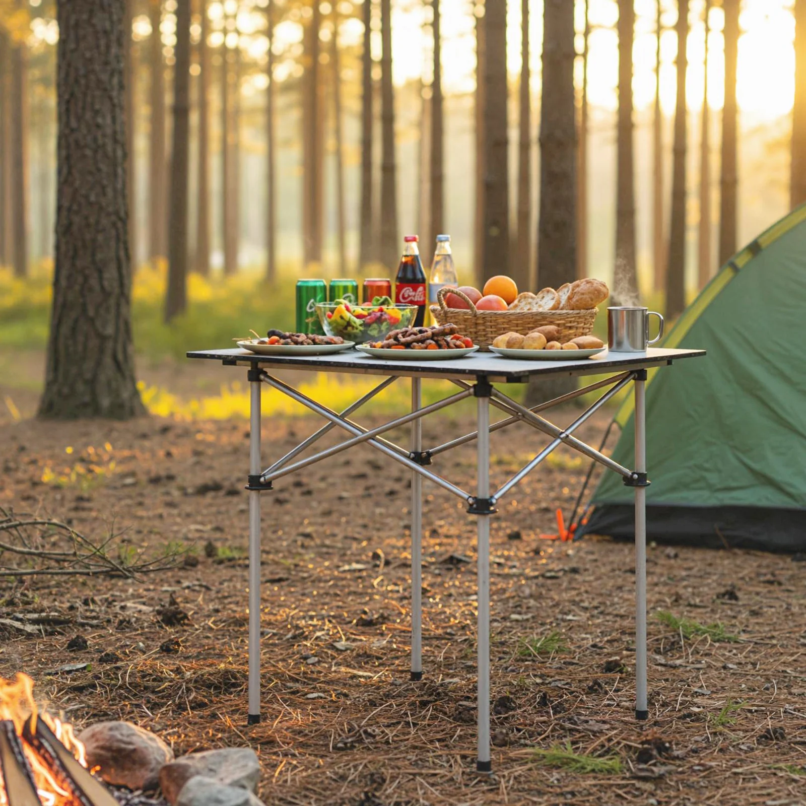 Folding Roll-up Camping Table with Metal Legs - Image 9