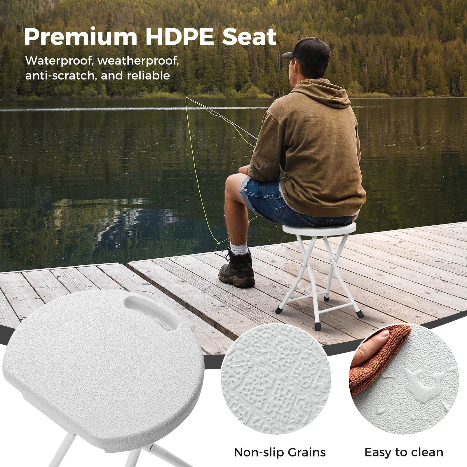 Folding Stool with Built-in Handle for Adults - Image 20