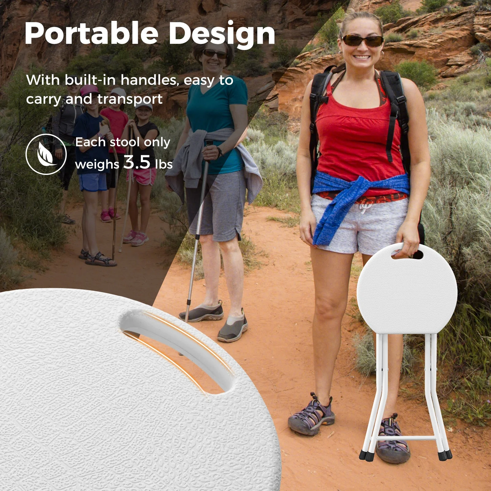 Folding Stool with Built-in Handle for Adults - Image 22
