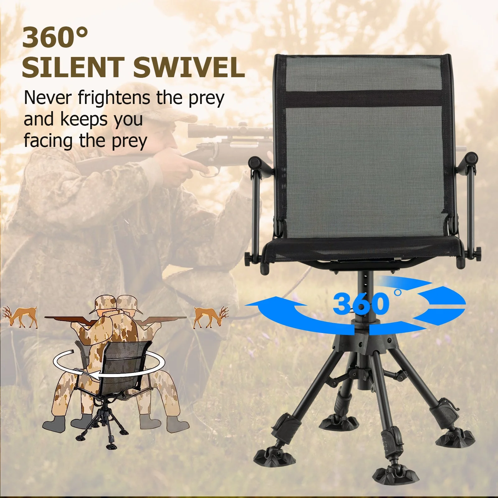 Folding Swivel Patio Chair with 4 Adjustable Leg - Image 15