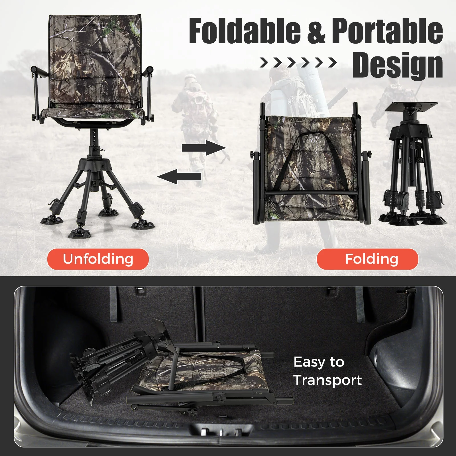Folding Swivel Patio Chair with 4 Adjustable Leg - Image 6