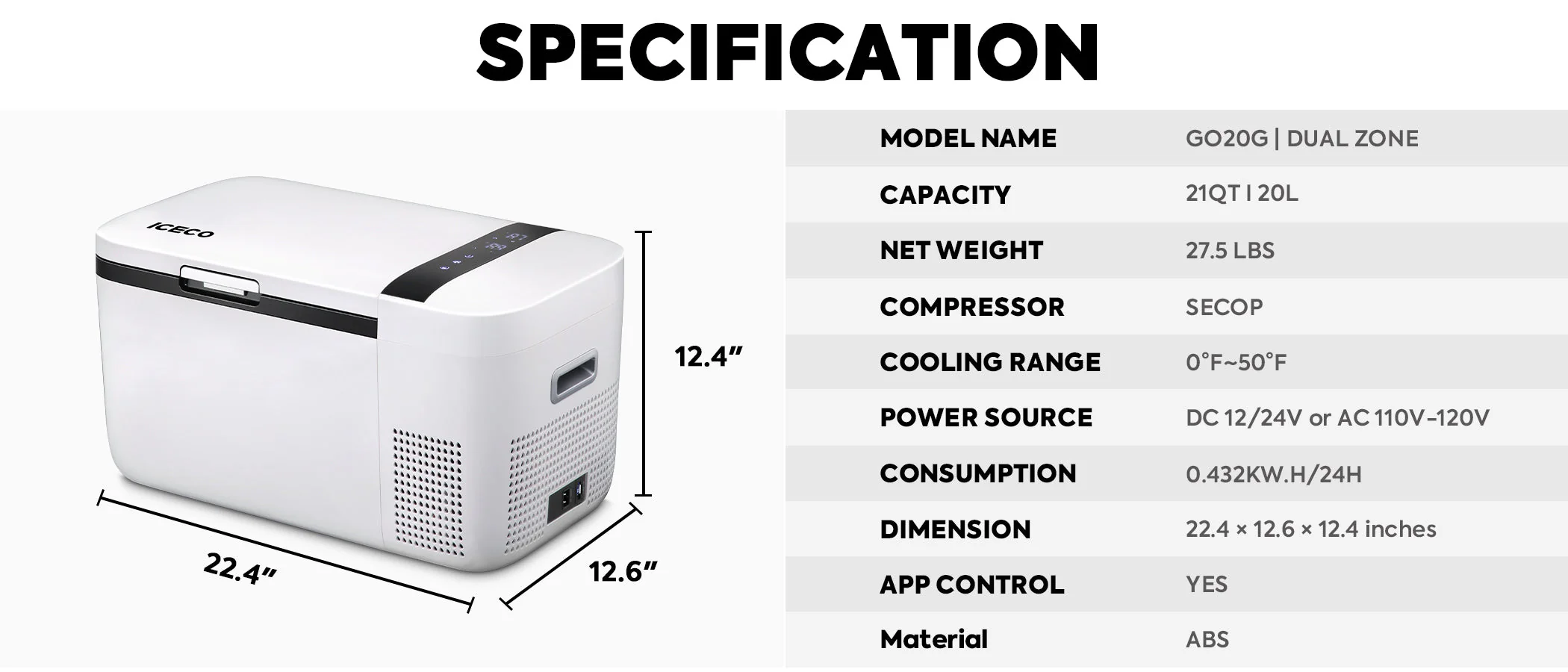 GO20 Dual Zone 12V Portable Freezer| ICECO | 20 LT - Image 19