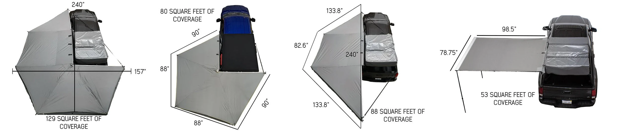 HD Nomadic 180 Degree Awning with Bracket Kit for Mid - High Roofline Vans - Image 16