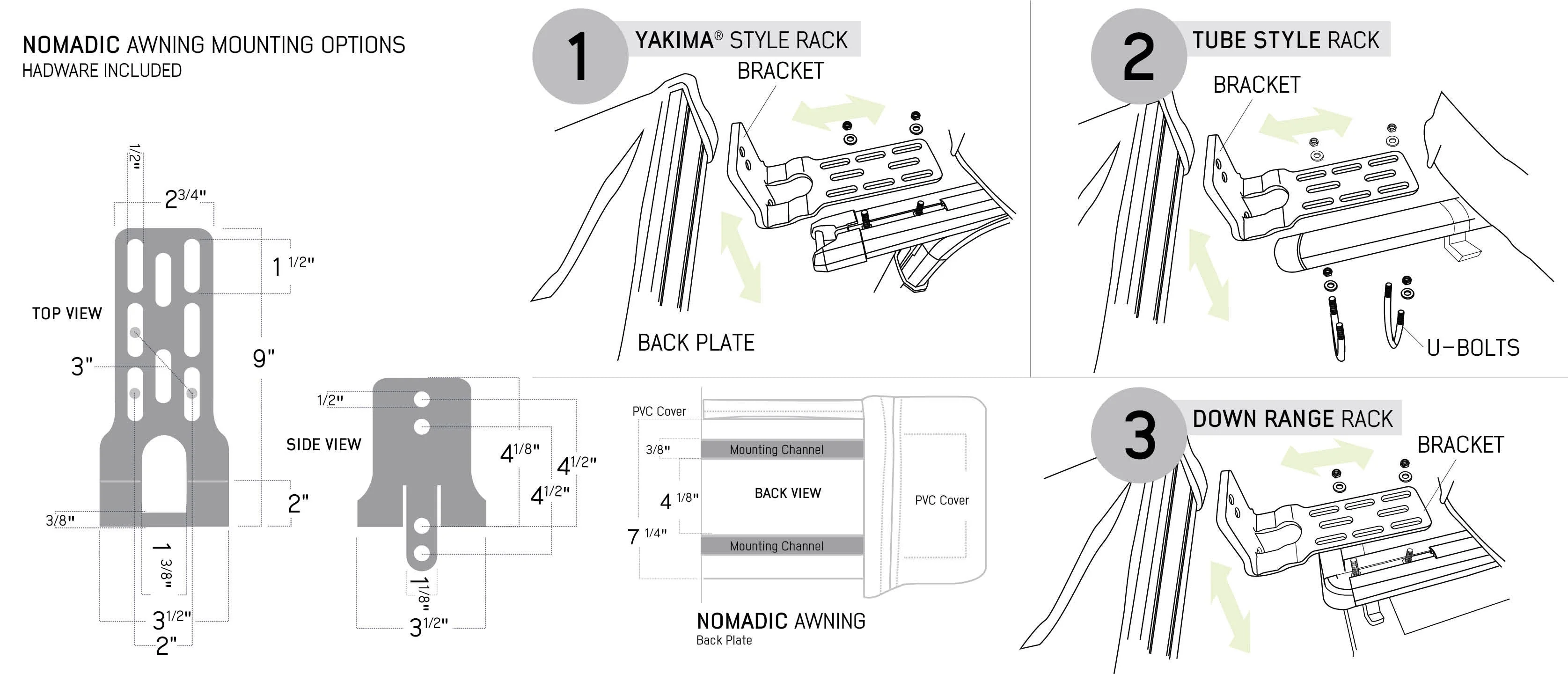 HD Nomadic 180 Degree Awning with Bracket Kit for Mid - High Roofline Vans - Image 27