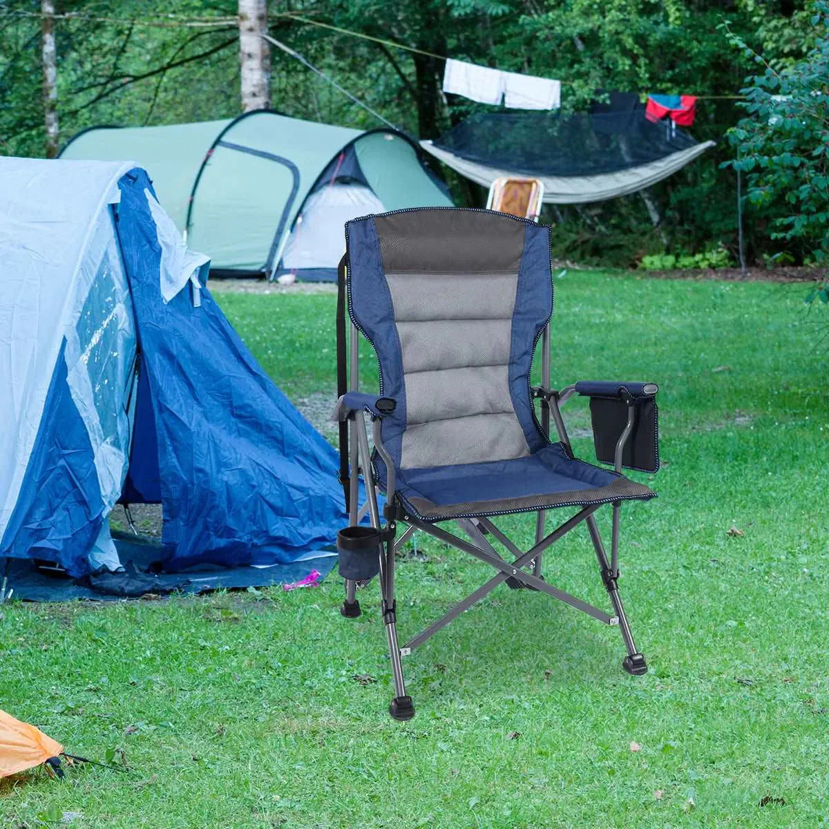 Heavy Duty Folding Camping Chair with High Back & Cup Holder - Image 2
