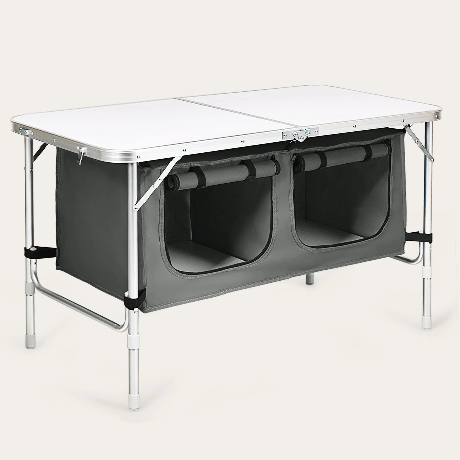 Height Adjustable Folding Camping Table-Gray - Image 5
