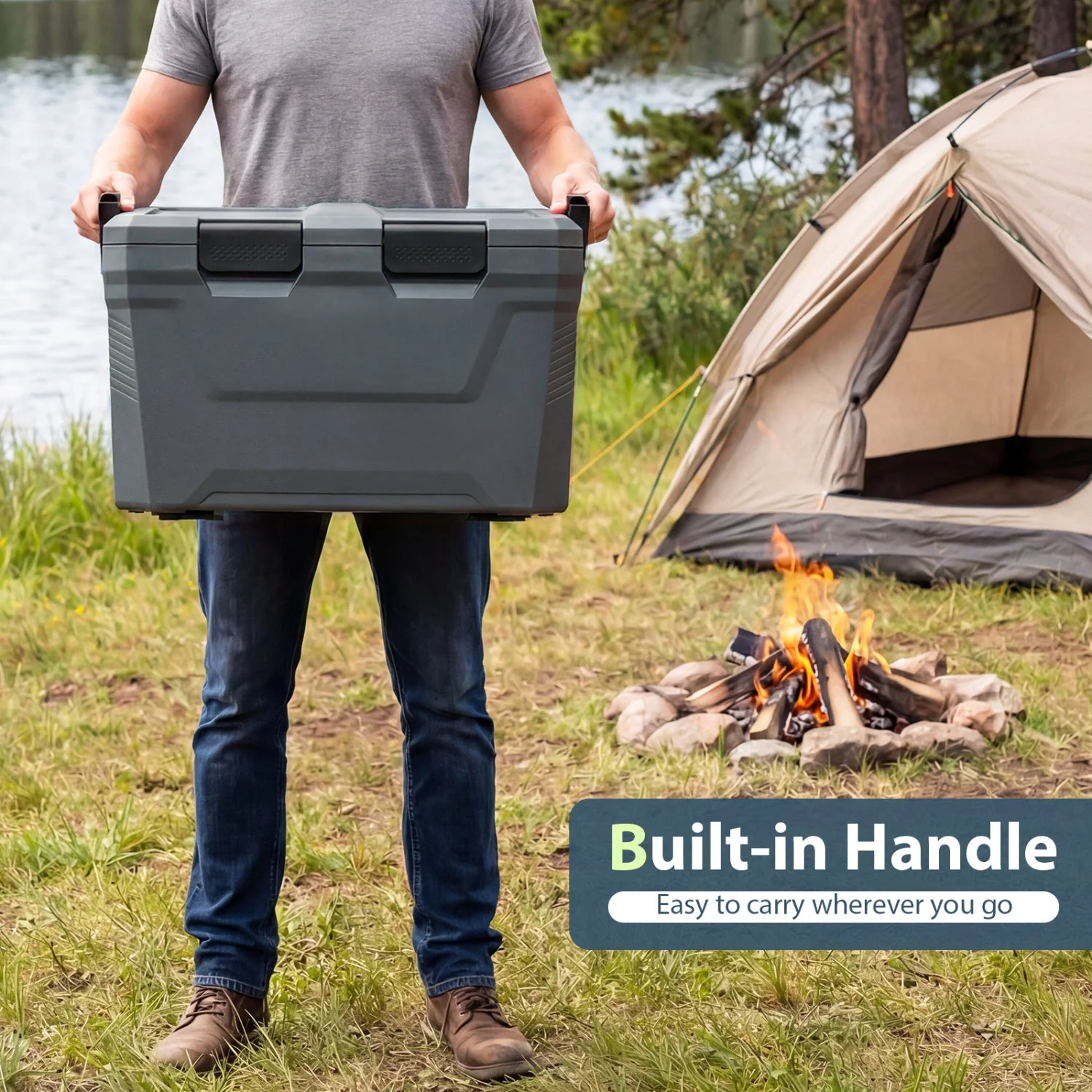 Insulated Portable Cooler Hard Shell Ice Chest with 2 Cup Holders Bottle Opener and Drain Plug - Image 16