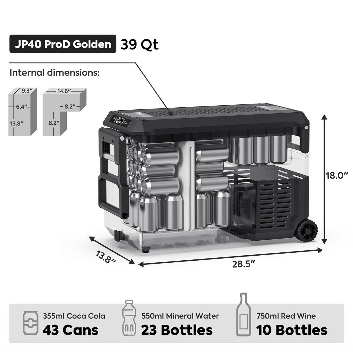 JP40 Pro Dual Zone Wheeled Portable Freezer | ICECO | 40 LT - Image 12